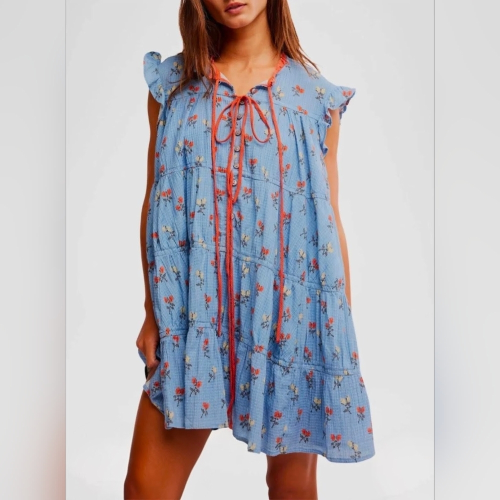 Free People • Sundown Mini Dress in Allure Blue Combo